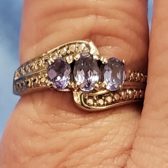 SET Tanzanite ring 5.25 OR Size 5, pendant/w chain, stud earrings, NWT - Picture 5 of 13